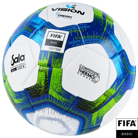Мяч футзал. VISION Target, FS324094, FIFA Basic, р.4, 32 п. PU, 3 подкл.сл, термосшивка, бело-синий за 3&nbsp;519 ₽ купить в Магнитогорске