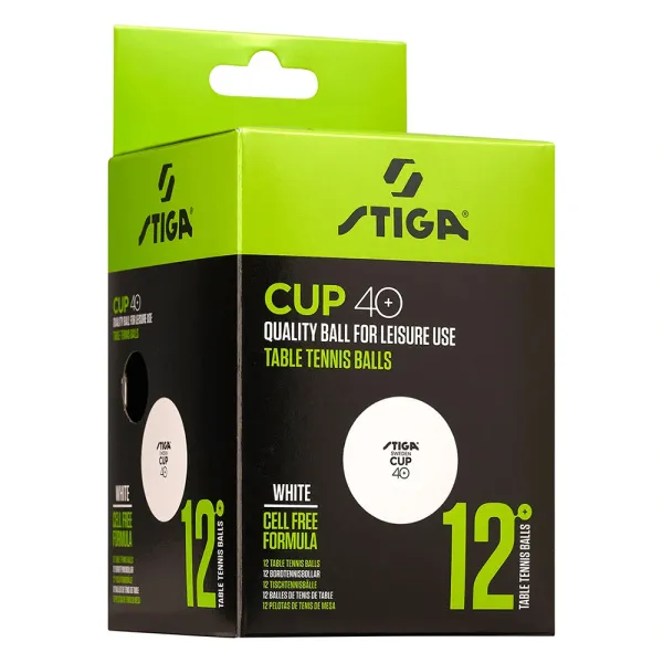 Мяч для наст. тенниса Stiga Cup ABS, 1110-2510-12, диам.40+мм, пластик, упак. 12 шт, белый за 1&nbsp;774.80 ₽ в Магнитогорске