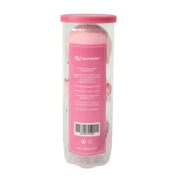 Мяч для падела NS Sakura, UAA2, уп.3 шт, сукно, нат.резина, розовый за 824.50 ₽ в Магнитогорске