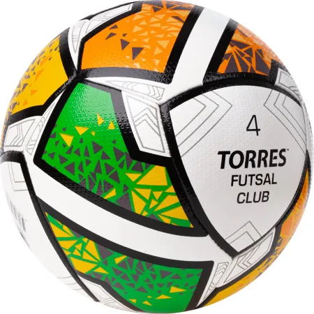 Мяч футзал. TORRES Futsal Club, FS323764, р.4, 10 пан. ПУ, 4 под. сл, гибрид. сш. бело-зел-оранж за 2&nbsp;264.40 ₽ купить в Магнитогорске